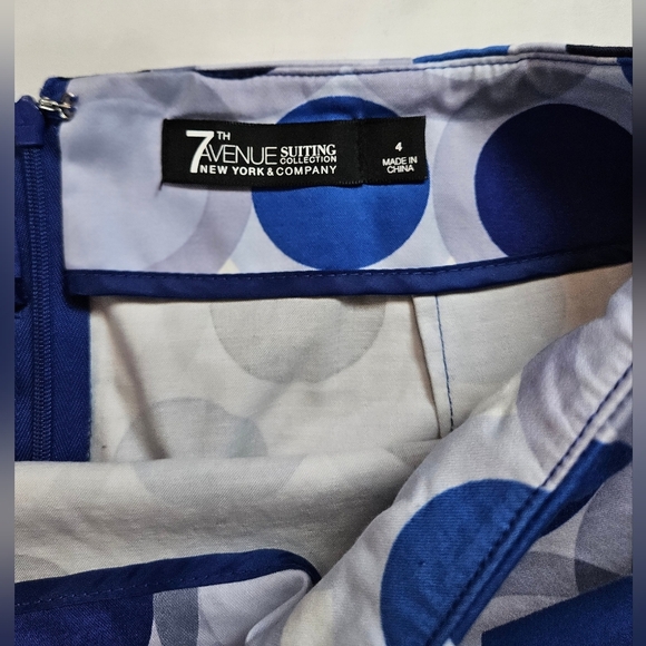 7th Avenue New York & Company Womens Blue Polka Dot Zip Up Pencil Skirt Size 4 - Picture 4 of 14